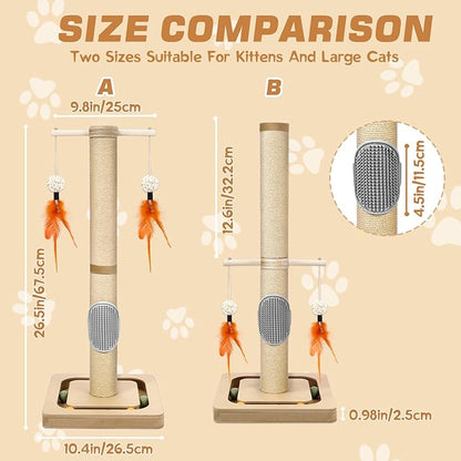 27” Small Cat Tree with 3-Tier Ball Track & Jute Scratching Post, Space-Saving - Image 4