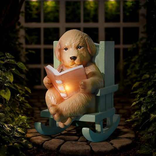 Sheaifun Solar Garden Statues Dog Statues Fairy Garden Accessories Outdoor by Sheaifun