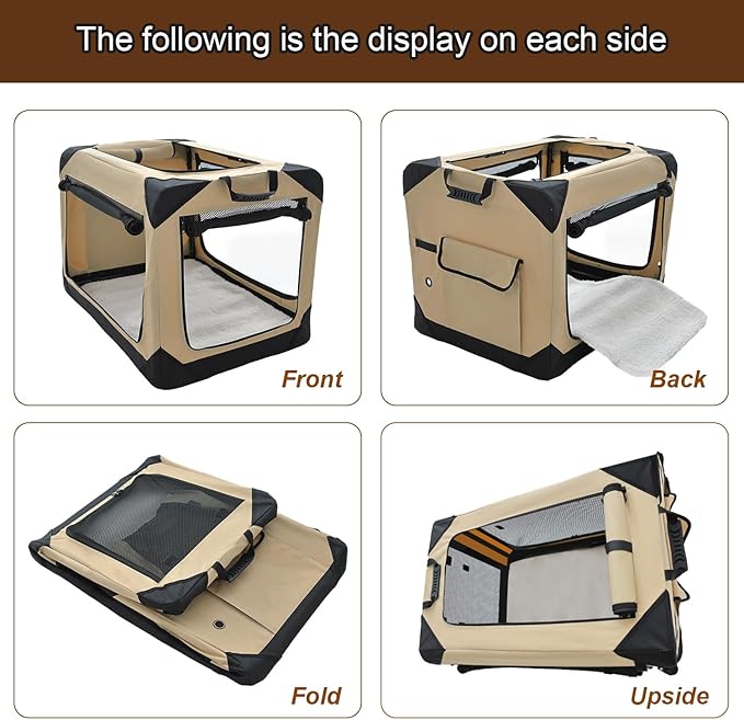 Garnpet Soft Dog Crate for Small Dogs, 4-Door Foldable Collapsible Dog Crate - Image 5