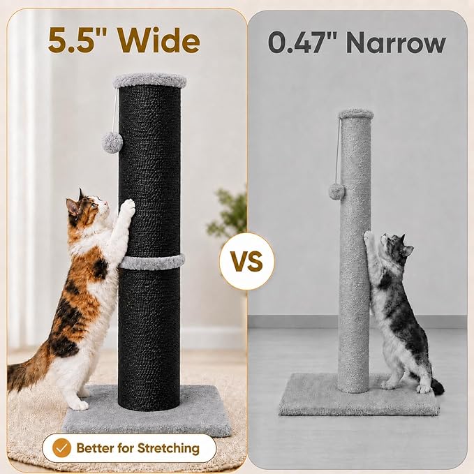 PAWSCRAT Cat Scratching Post 32 Inch High, 5.5 Inch Large Diameter Natural - Image 4