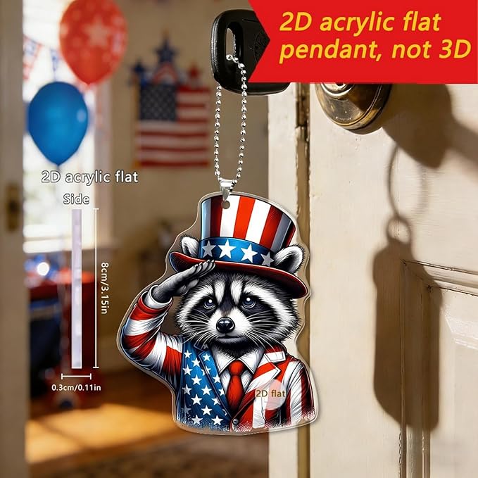 6 Pcs 4th of July Hanging Ornaments 2D Acrylic Independence Day Tree - Image 2