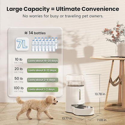 CZPET Dog Water Bowl Dispenser 7L, Wider Mouth & Upgraded Brush - Image 4