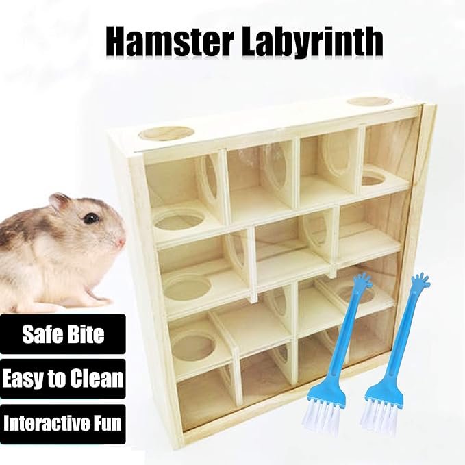 Wooden Maze Tunnel Toy with Cover, Small Pet Animals Sport Toy Funny Toy - Image 2