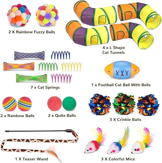 Retro Shaw Cat Toys Pack 25Pcs, Interactive Kitten Toys - Image 3