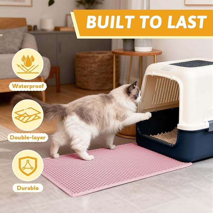 Pieviev Cat Litter Mat Double Layer Waterproof Urine Proof Trapping Mat 1 Pack) - Image 7