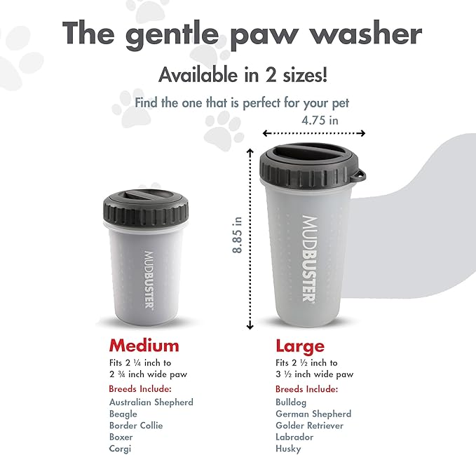 Dexas Lidded MudBuster Large Dog Paw Cleaner, Light Gray, Fits 2.5"-3.5" Wide - Image 3
