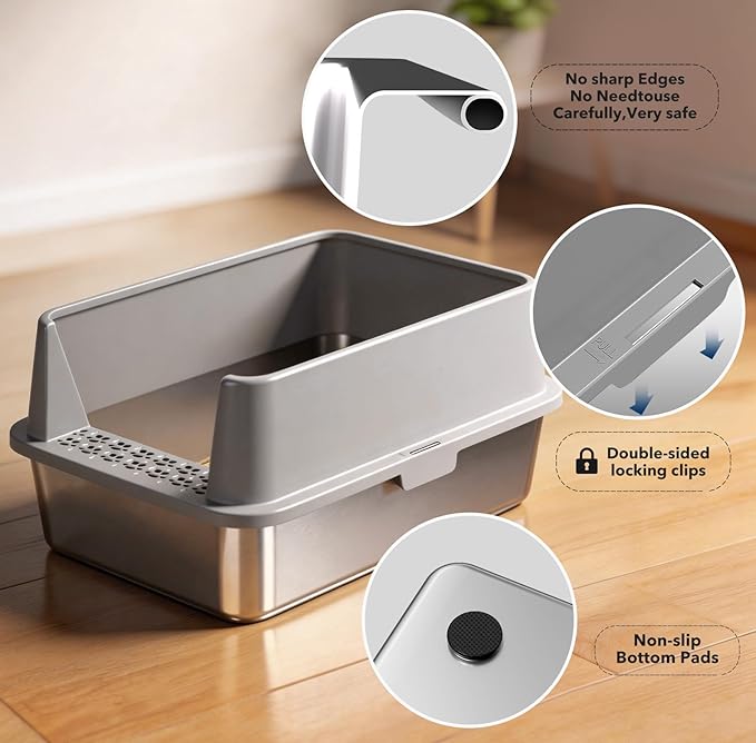 2PACK Stainless Steel Litter Box, Metal Litter Boxs - Image 5