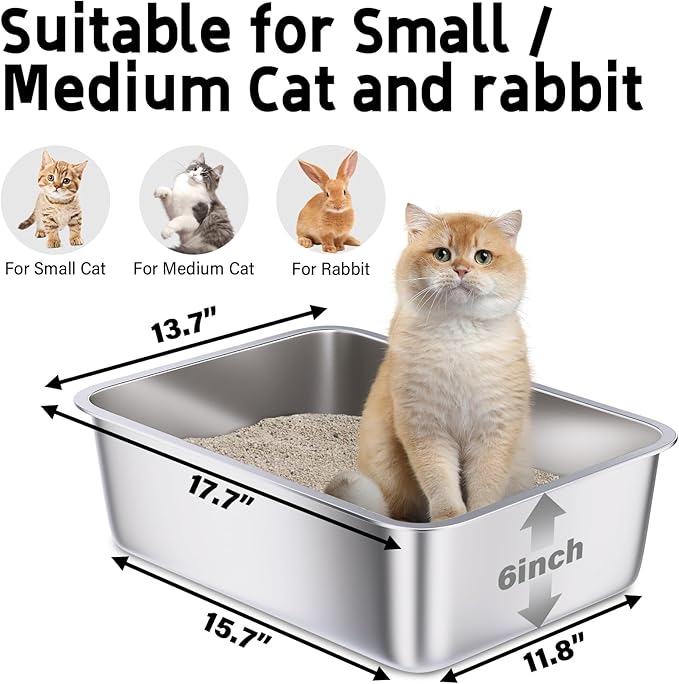 Stainless Steel Litter Box, Non Stick Litterbox No Smell - Image 2