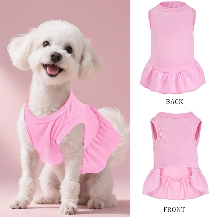 2 Pcs Dog Dresses Cat Skirt Solid Color Dog Clothes Summer Sleeveless Puppy - Image 2