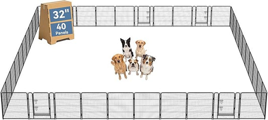 DUMOS Dog Playpen Indoor, Metal 32 Inch 40 Panels Foldable Pet Fence by DumosLifestyle