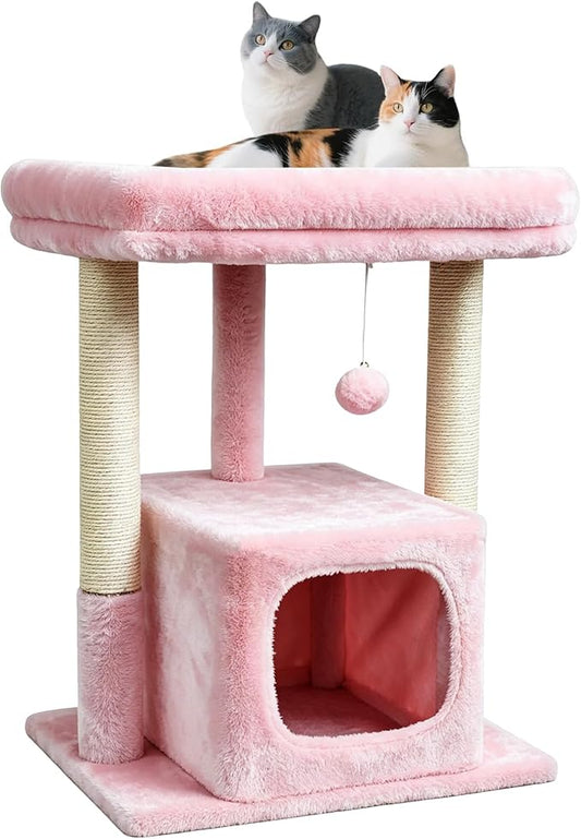 SYANDLVY Small Cat Tree for Indoor Cats Large Adult, Modern House by SYANDLVY
