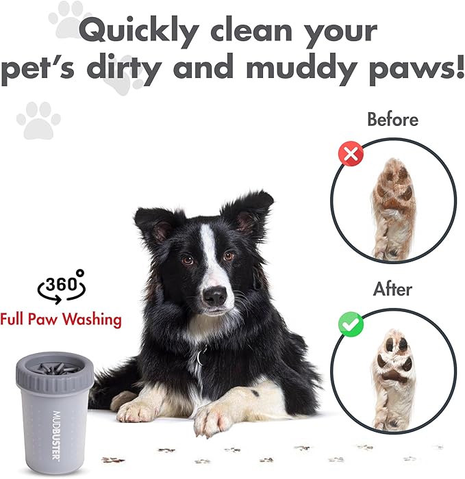 Dexas Medium MudBuster Portable Dog Paw Washer, Light Gray - Image 4
