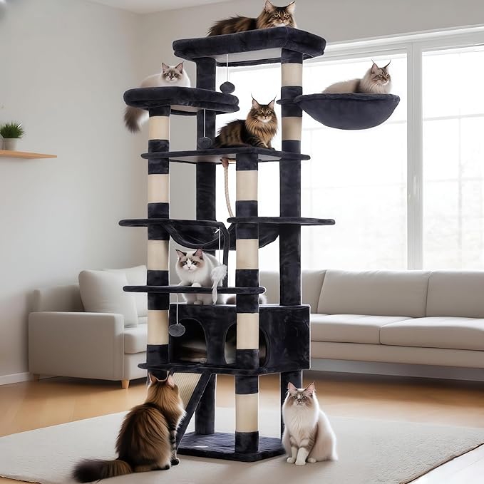Heybly Tall Cat Tree, 78-inch Multi-Level Cat Tower - Image 2