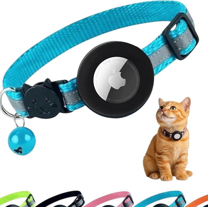 AirTag Cat Collar with AirTag Holder, Breakaway Reflective Cat Tracker Collar by AmazeGoods