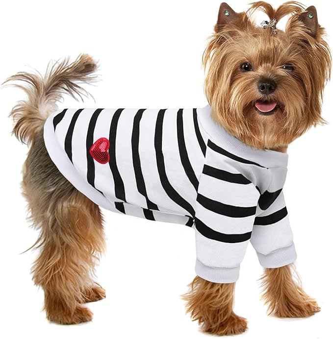 Pet Dog Striped T-Shirt Dogs Cats Cotton Vest Spring Summer Pet Apparel Tee by PREFERHOUSE