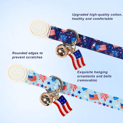 4th 0f July Cat Collar, Summer Baseball Blue Cat Collar - Image 2