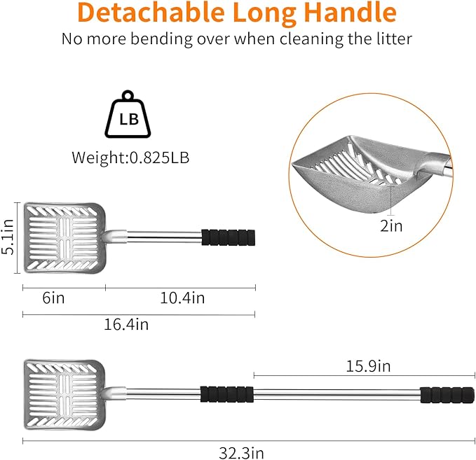 Yangbaga Metal Cat Litter Scoop:Detachable Long Handle Litter Scooper - Image 2