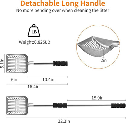 Yangbaga Metal Cat Litter Scoop:Detachable Long Handle Litter Scooper - Image 2
