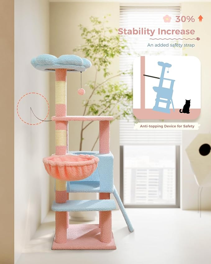 MUTTROS Flower Cat Tree 47.2" Multi-Level Cat Tower - Image 5
