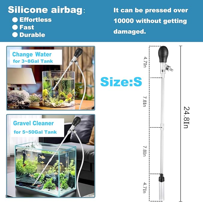 Carefree Fish Aquarium Small Gravel Cleaner 6Ft Hose Fish Tank Water Changer - Image 2