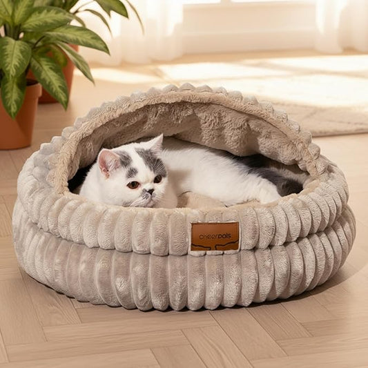 CHEERPALS Cat Cave Bed for Indoor Cats, Washable Covered Cat Bed Hooded Kitty by CHEERPALS