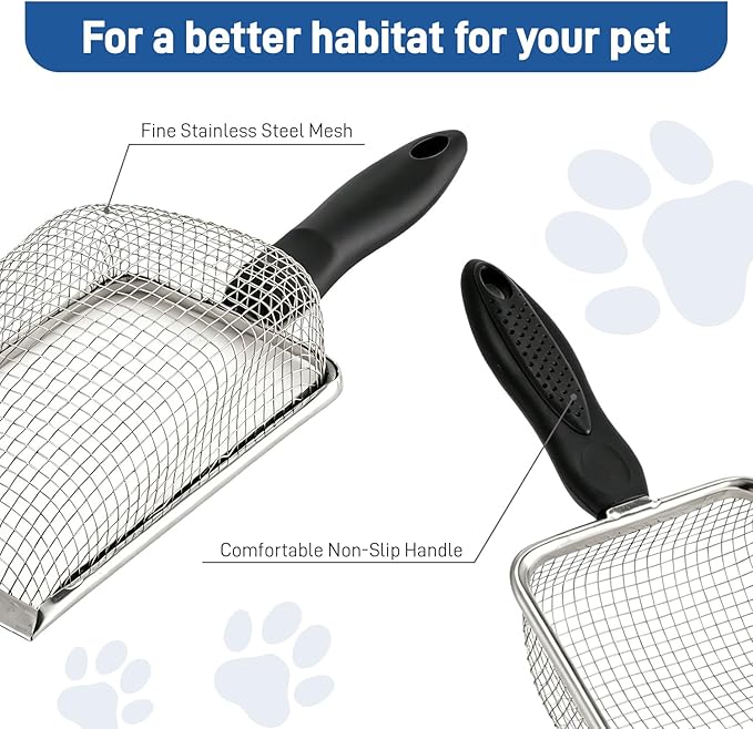 Metal Cat Litter Scoop with 3.8mm Mesh, Robust Stainless Steel Kitty Litter - Image 5