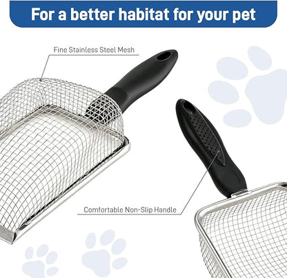 Metal Cat Litter Scoop with 3.8mm Mesh, Robust Stainless Steel Kitty Litter - Image 5