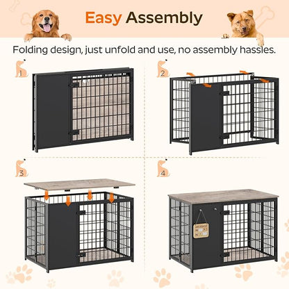 YATINEY Foldable Dog Crate Furniture, Dog Crate - Image 3
