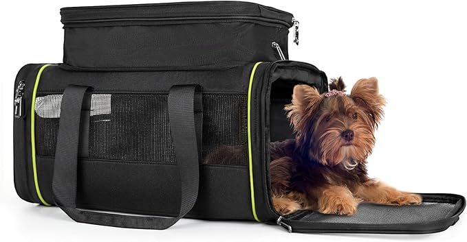 Black Expandable Pet Carrier for Cats/Dogs by DAROSS