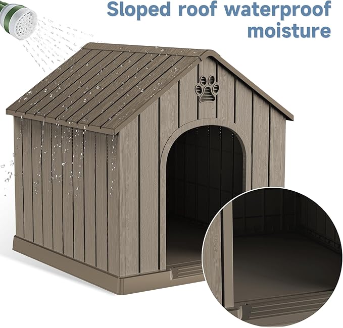 VIXZEN Dog House Outdoor, 26 Inch Resin Dog House Indoor Small Dog - Image 4