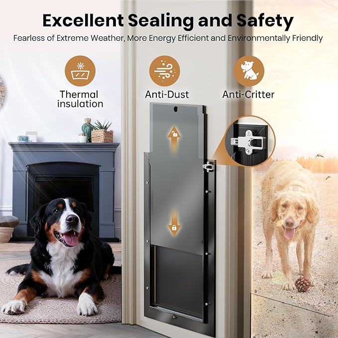 All Aluminum XL Dog Door for Exterior Door, Extra Large Dog Door, Heavy Duty - Image 4