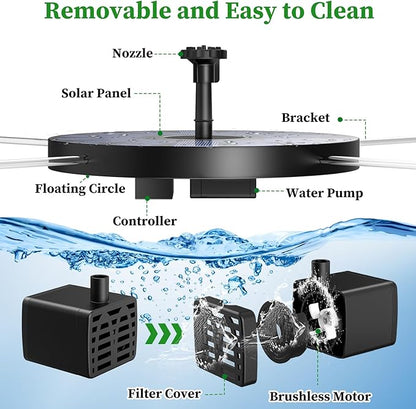 AISITIN 2.5W Solar Bird Bath Fountain Pump, Solar Fountain - Image 8
