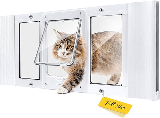 Full-Size Window Pet Door for Cats & Small Dogs, Width Adjustable Fits Sliding by HOMEPEDIA