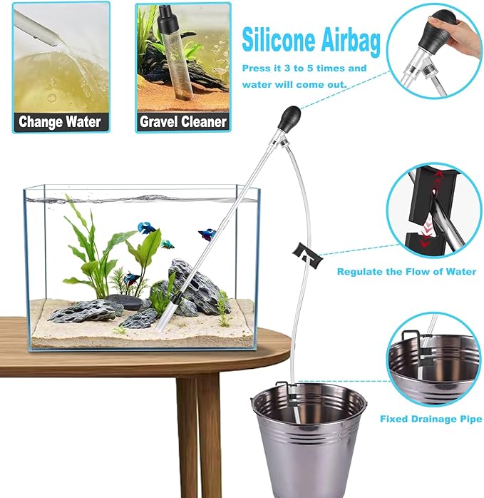 Carefree Fish Aquarium Gravel Cleaner 6Ft Hose Fish Tank Water Changer Sand - Image 3