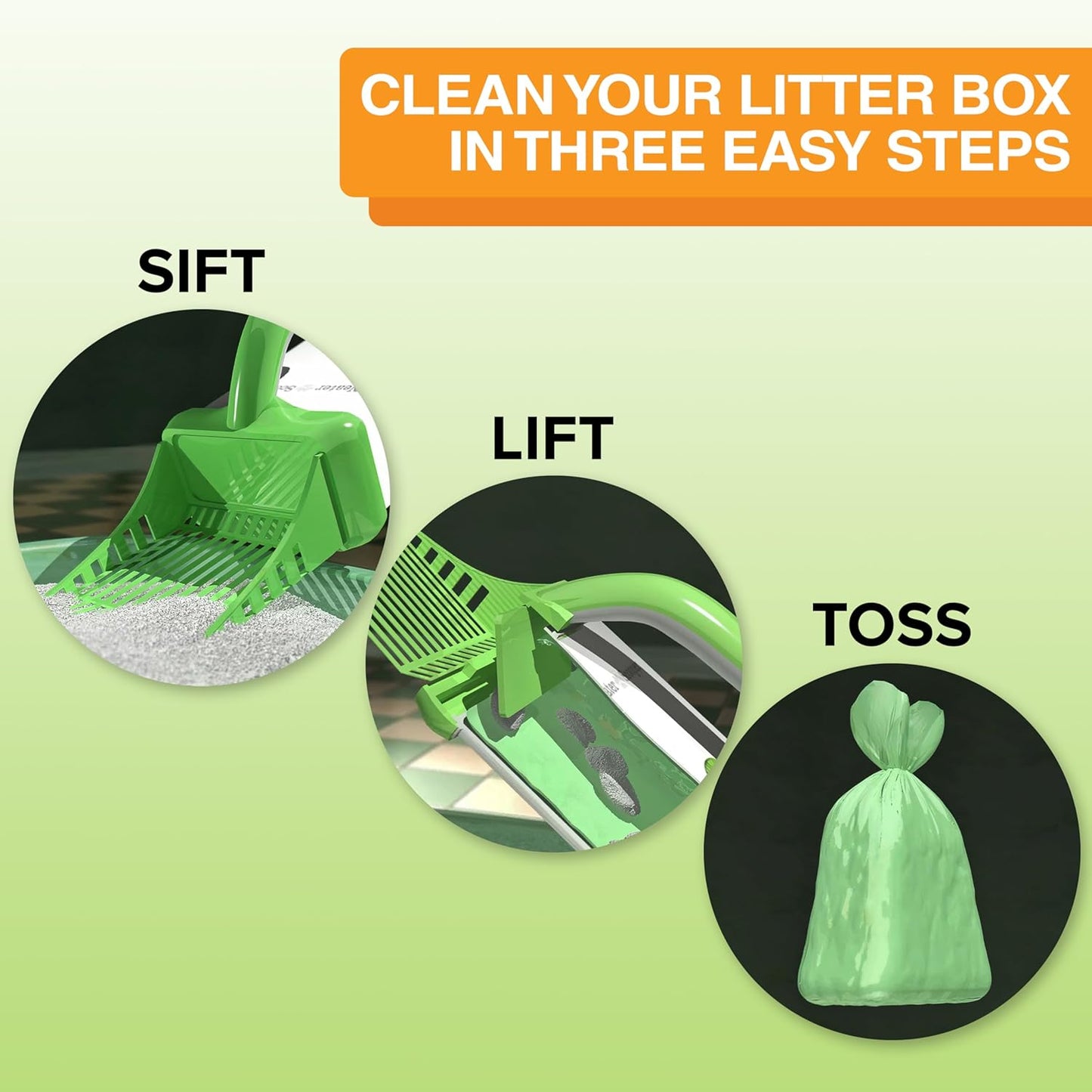 Neater Pet Brands Neater Scooper XL Cat Litter Scoop, 60 Refill Bags – Extra-Large Capacity Mess-Free Cat Litter Scooper with Bag for Large & Multiple Cats, Spill-Proof Litter Box Scooper with Holder