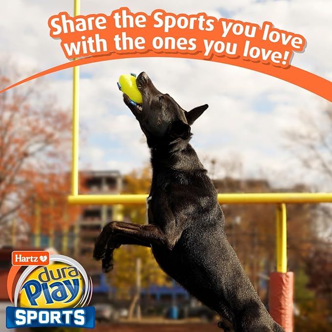 Hartz Dura Play Sports Football Dog Toy, Bacon Scented Squeaky Latex Yellow & - Image 7