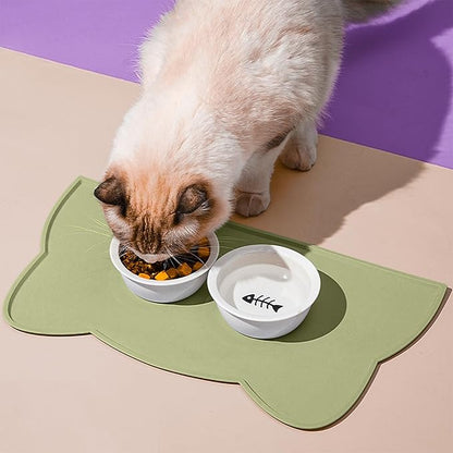 Cat Food Mat, Silicone Non Slip Dog Bowl Mat Waterproof Cat Feeding Mat Stop - Image 2