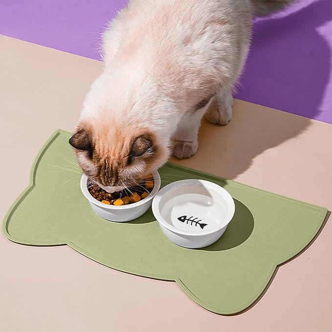Cat Food Mat, Silicone Non Slip Dog Bowl Mat Waterproof Cat Feeding Mat Stop - Image 2