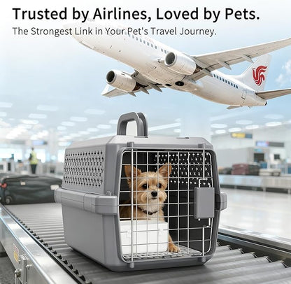 RIZZARI Grey Small Hard Sided Pet Carrier, Portable Ventilated Travel Crate - Image 3