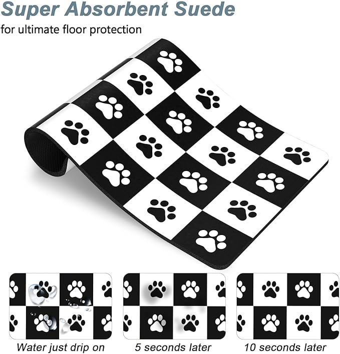 Rnivvi Dog Food Mat, Cute Anti-Slip Rubber Pet Feeding Rug Protect Floors - Image 3