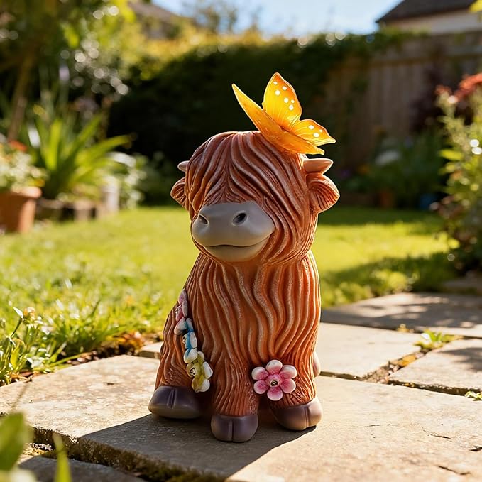 9.1" Highland Cow Garden Statue - Image 7