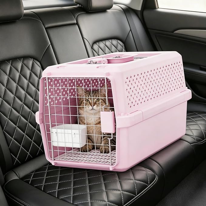 RIZZARI Pets Spree Hard-Sided Pink Pet Carrier, Portable Crate - Image 5