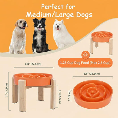 Elevated Slow Feeder Dog Bowl Large Breed, 8.8 Inch Ceramic Slow Eating Bowl - Image 2
