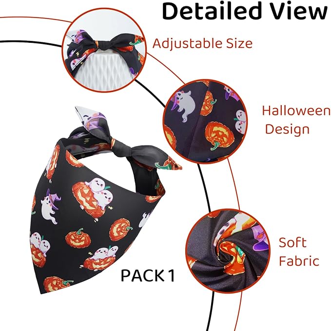 Halloween Dog Bandanas 2 Pack, Fall Dog Bandanas - Image 4