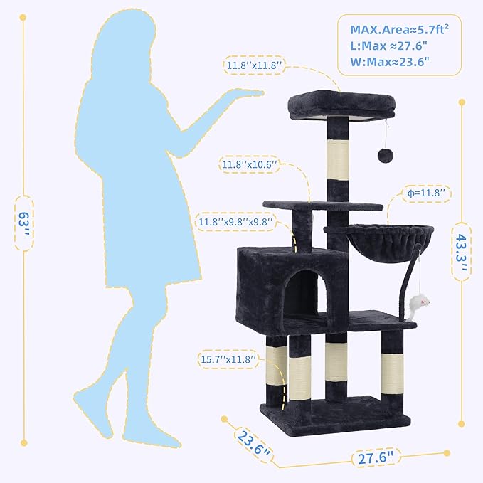 Heybly Cat Tree with Toy, Cat Tower condo - Image 5