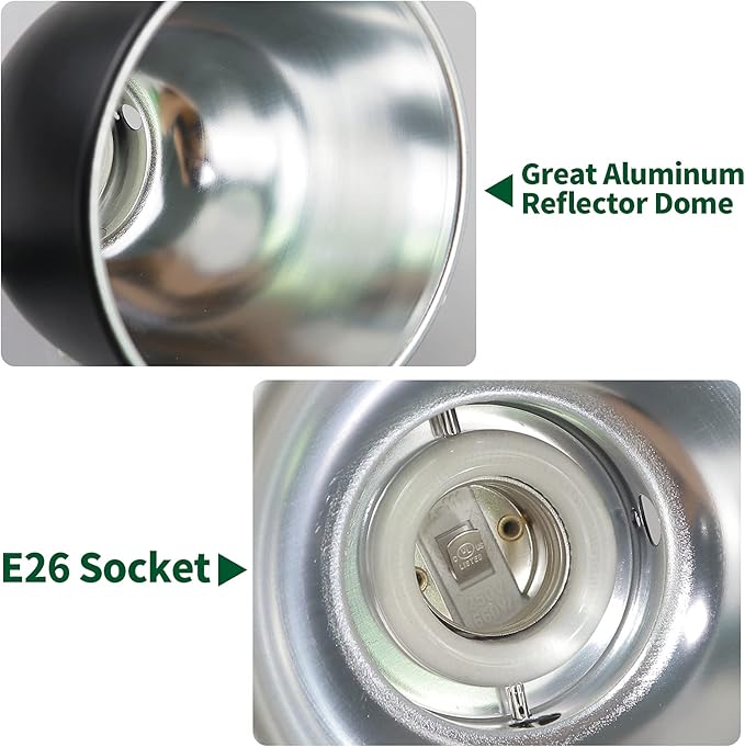 LUCKY HERP Aluminum 5.5inch Shallow Dome Reptile Light Fixture, Reptile Heat - Image 3
