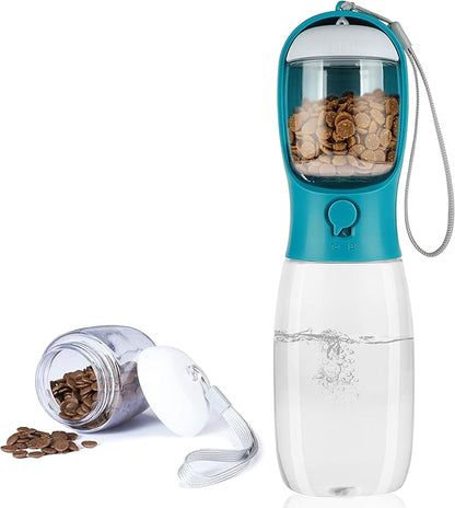 Dog Water Bottle with Food Container, Portable Leak Proof Pet Water Dispenser by AVELORA