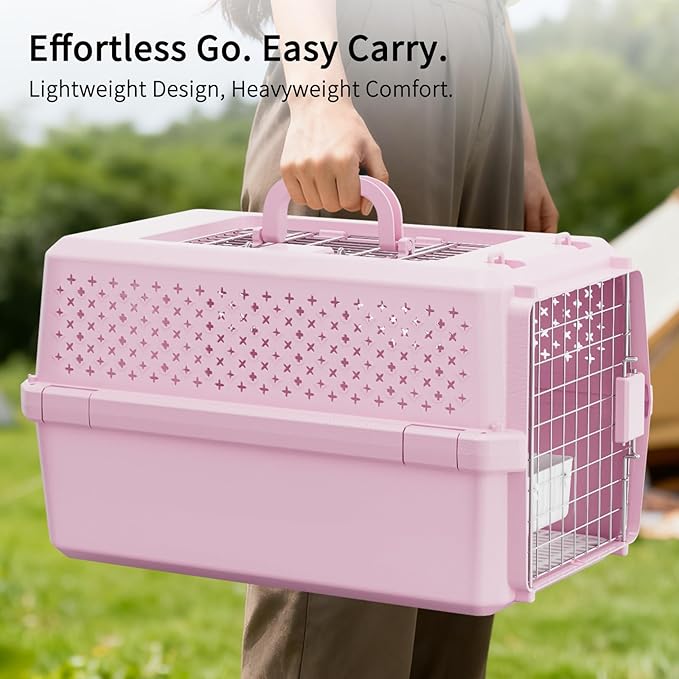 RIZZARI Pets Spree Hard-Sided Pink Pet Carrier, Portable Crate - Image 3