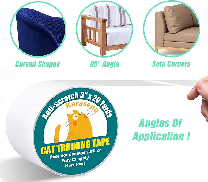 Karaseno Anti Cat Scratch Tape: 3 inches x 20 Yards Cat Training Tape, 100% - Image 3