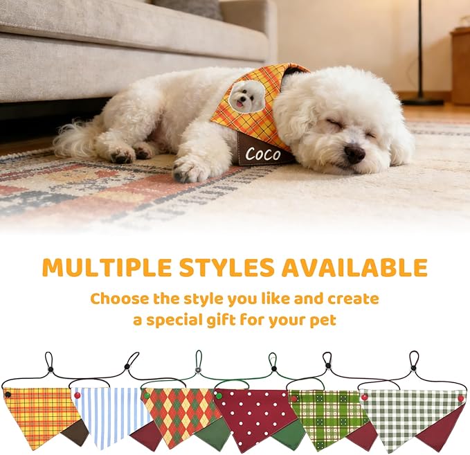 Custom Dog Cat Bandana with Photo Name, Personalized Pet Triangle Scarf Bib - Image 2